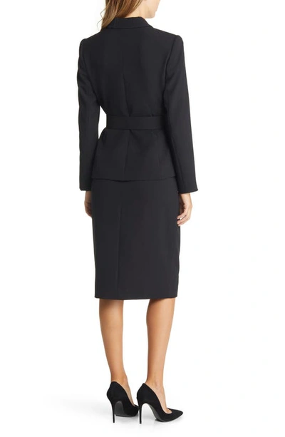 Tahari Asl Nested Belted Jacket And Skirt In Black