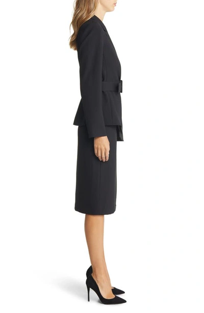 Tahari Asl Nested Belted Jacket And Skirt In Black