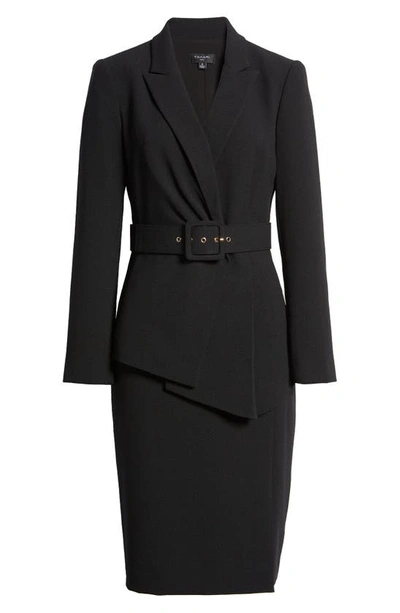 Tahari Asl Nested Belted Jacket And Skirt In Black
