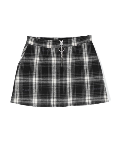 Off-white Check-pattern Flannel Skirt In Black