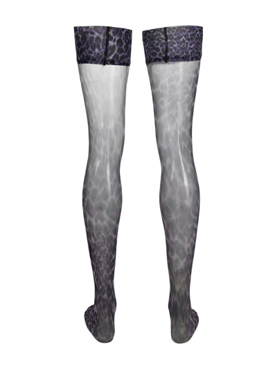 Shop Marlies Dekkers Peekaboo Leopard-print Tights In Purple