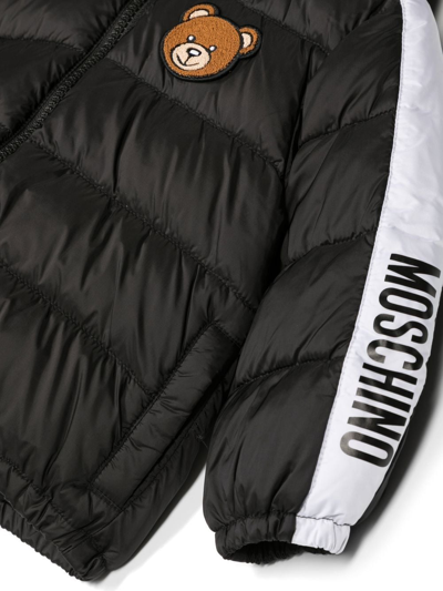 Shop Moschino Logo-tape Hooded Padded Jacket In Black