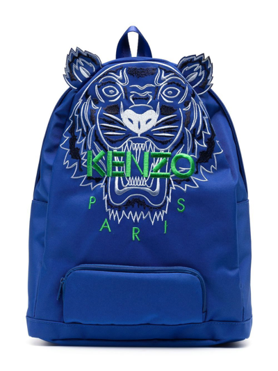 Shop Kenzo Embroidered Tiger-detail Backpack In Blue