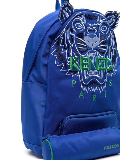 Shop Kenzo Embroidered Tiger-detail Backpack In Blue