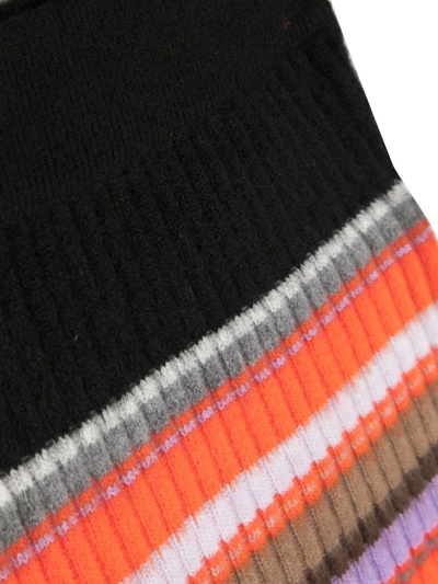 Shop Msgm Embroidered-logo Ribbed-knit Skirt In Orange