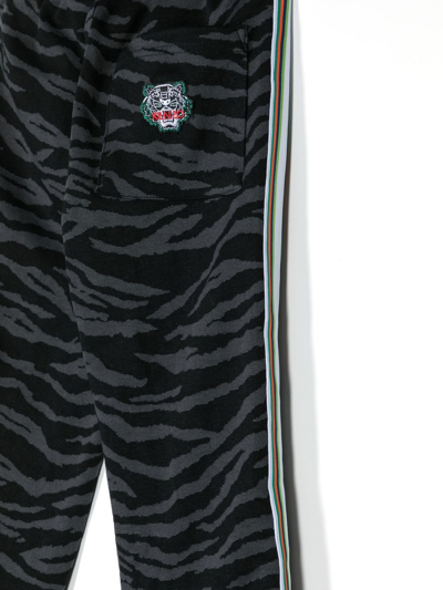 Shop Kenzo Tiger Head-motif Track Pants In Black