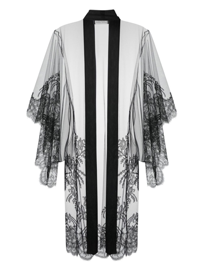 Carine Gilson Tulle Illusion Robe In Black