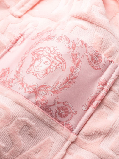 Shop Versace Baroque-trim Bathrobe In Pink