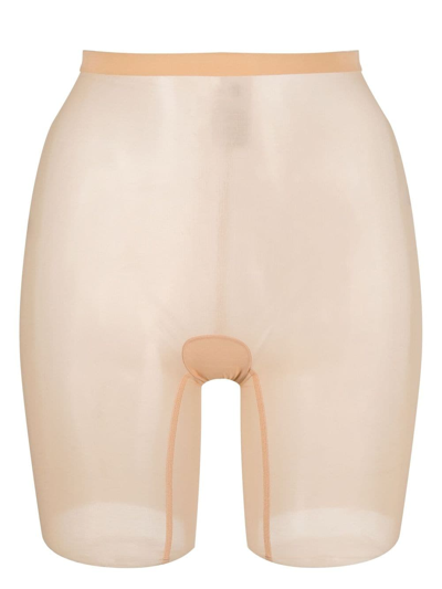 Shop Wolford Tulle-mesh Sheer Shorts In Neutrals