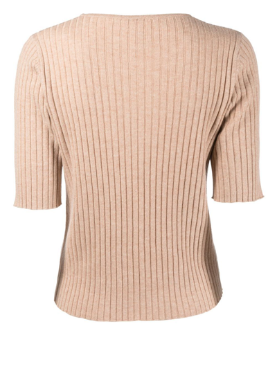 Shop Eres Intime Ribbed-knit Top In Neutrals