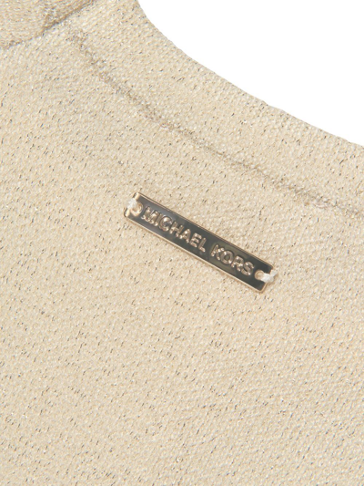 Shop Michael Kors Intarsia Knit-logo Jumper Dress In Neutrals
