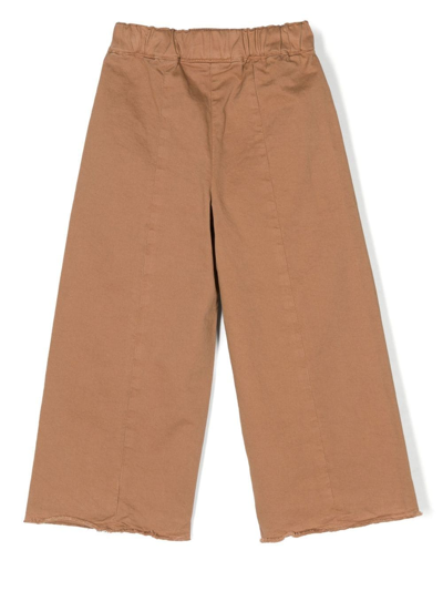 Shop Il Gufo Elasticated Wide-leg Trousers In Neutrals