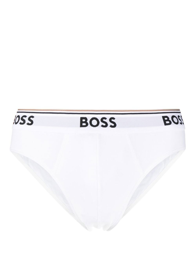 Hugo Boss Logo-waistband Briefs Set Of 3 In White
