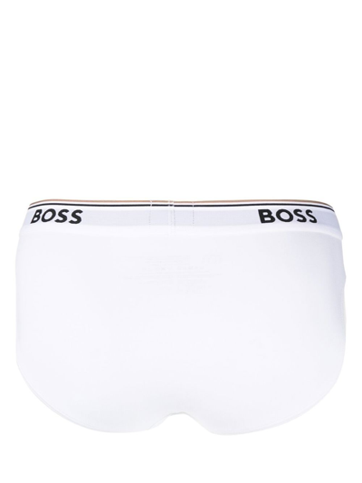 Hugo Boss Logo-waistband Briefs Set Of 3 In White