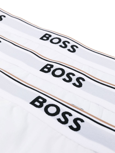 Hugo Boss Logo-waistband Briefs Set Of 3 In White