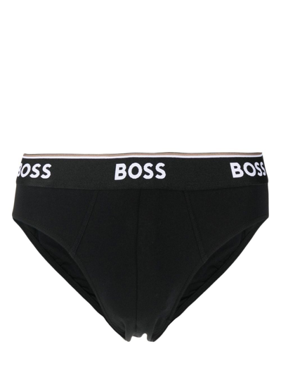 Hugo Boss Logo-waistband Briefs Set Of 3 In Black