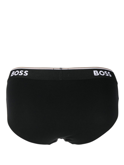 Shop Hugo Boss Logo-waistband Briefs Set Of 3 In Black