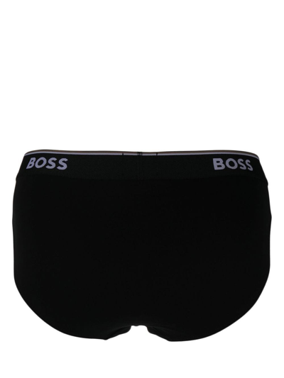 Hugo Boss Logo-waistband Briefs Set Of 3 In Black