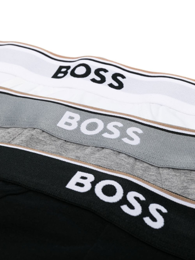Hugo Boss Logo-waistband Briefs Set Of 3 In Black
