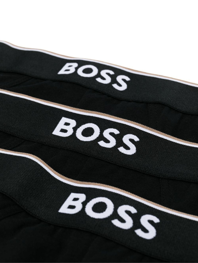 Shop Hugo Boss Logo-waistband Briefs Set Of 3 In Black