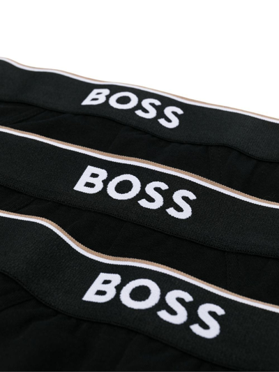 Hugo Boss Logo-waistband Briefs Set Of 3 In Black