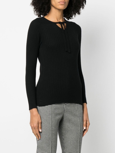 Pre-owned Chanel 1990s Tie-detailed Cashmere Top In Black