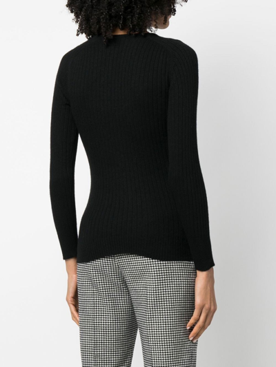Pre-owned Chanel 1990s Tie-detailed Cashmere Top In Black