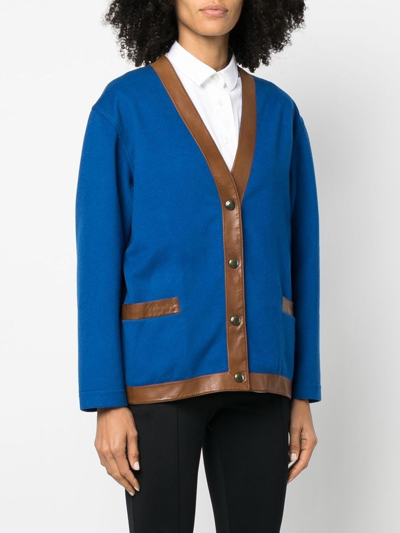 Pre-owned Hermes 1970s  V-neck Wool Jacket In Blue