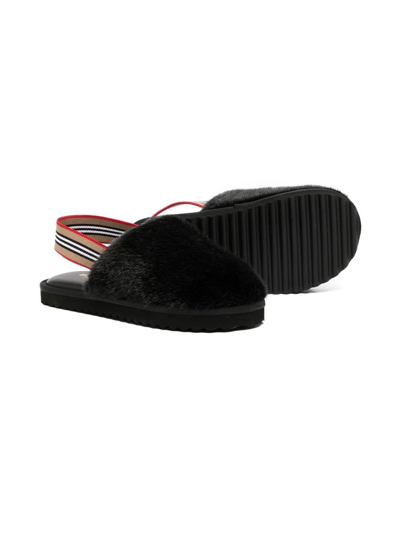 Burberry Vintage Check-strap Slippers In Black