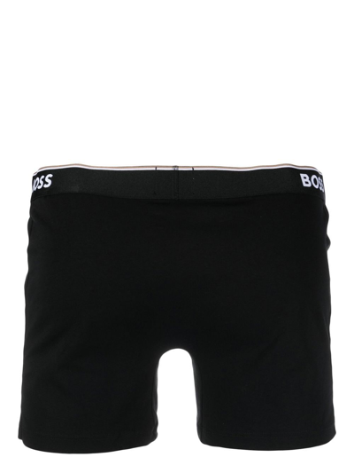 Hugo Boss Pack Of Three Logo-waistband Boxer Briefs In Black