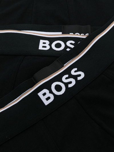 Hugo Boss Pack Of Three Logo-waistband Boxer Briefs In Black