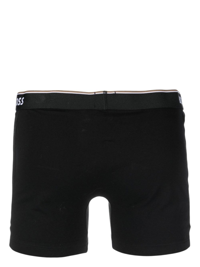 Hugo Boss Pack Of Three Logo-waistband Boxer Briefs In Black