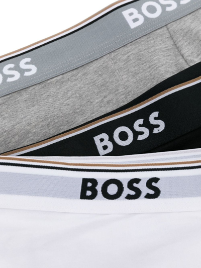 Hugo Boss Pack Of Three Logo-waistband Boxer Briefs In Black