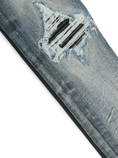 Shop Amiri Mx1 Distressed-effect Skinny-cut Jeans In Blue