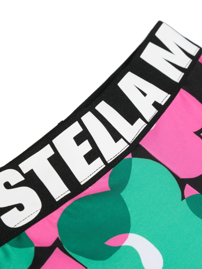 Shop Stella Mccartney Floral-print Logo-waistband Leggings In Green