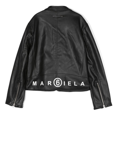 Shop Mm6 Maison Margiela Faux Leather Jacket In Black