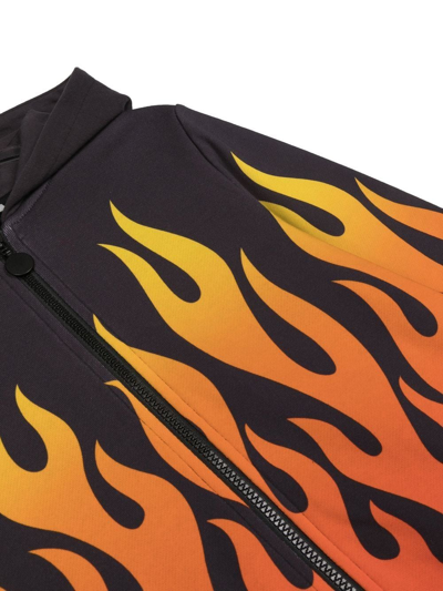 Shop Stella Mccartney Flame-print Zip-up Hoodie In Black
