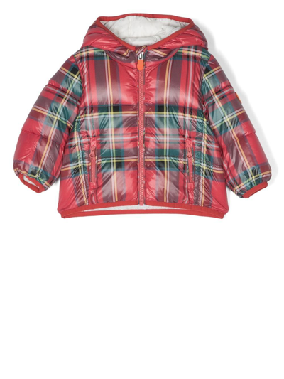 Shop Save The Duck Betsey Tartan-check Puffer Jacket In Red
