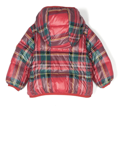 Shop Save The Duck Betsey Tartan-check Puffer Jacket In Red