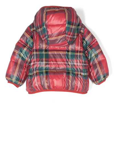 Save The Duck Betsey Tartan-check Puffer Jacket In Red