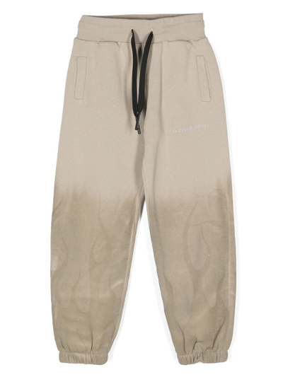 Vision Of Super Gradient-effect Flame Track Pants In Grey