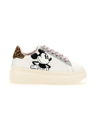 Shop Moa Mickey Platform Sneakers In White