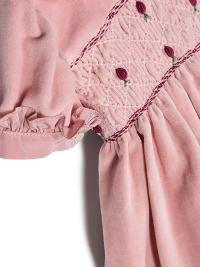 Mariella Ferrari Babies' Flared Velvet Midi Dress In Pink