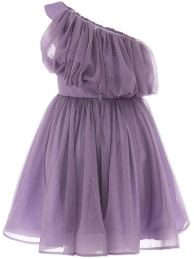 Shop Tulleen Izorah Off-shoulder Glitter Dress In Purple