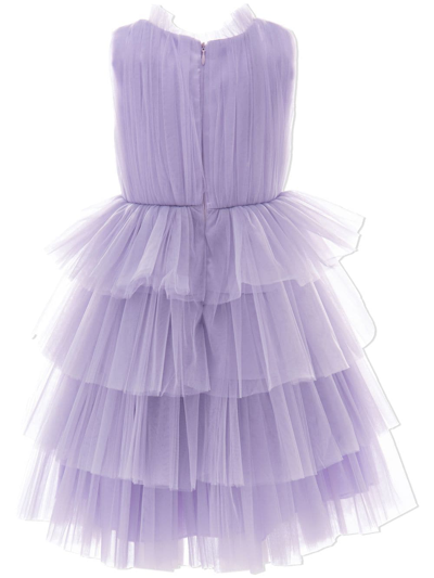 Tulleen Farvue Tiered Tulle Dress In Purple