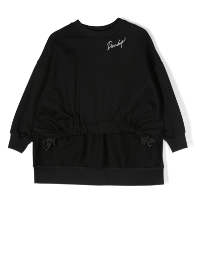 Shop Dondup Embroidered-logo Long-sleeve Sweatshirt In Black