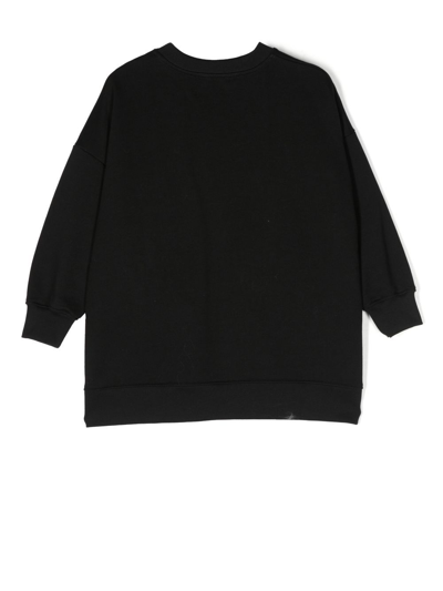 Shop Dondup Embroidered-logo Long-sleeve Sweatshirt In Black