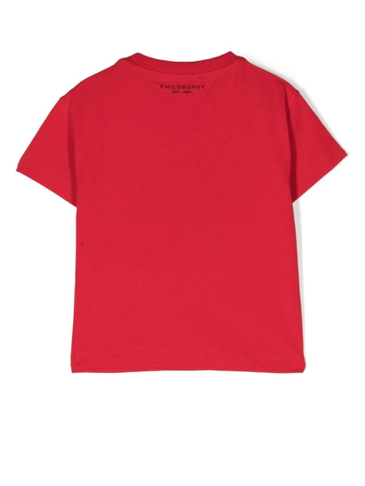 Shop Philosophy Di Lorenzo Serafini Embroidered-logo Short-sleeve T-shirt In Red