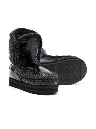 Mou Chunky Leather Boots In Black