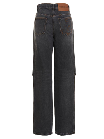 Shop Jw Anderson Cut-out Logo Jeans In Gray